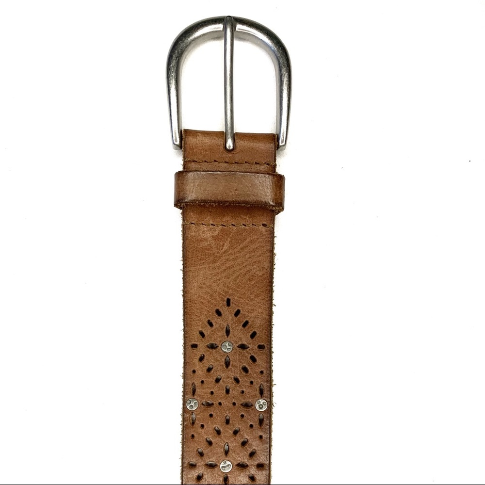 Vintage Lucky Brand Tan Leather Perforated Belt